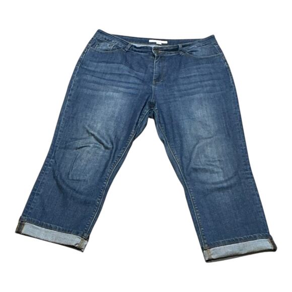 Boston Proper Denim Cuffed Cropped Ankle High Rise Jeans Medium Wash 16 - Picture 1 of 3